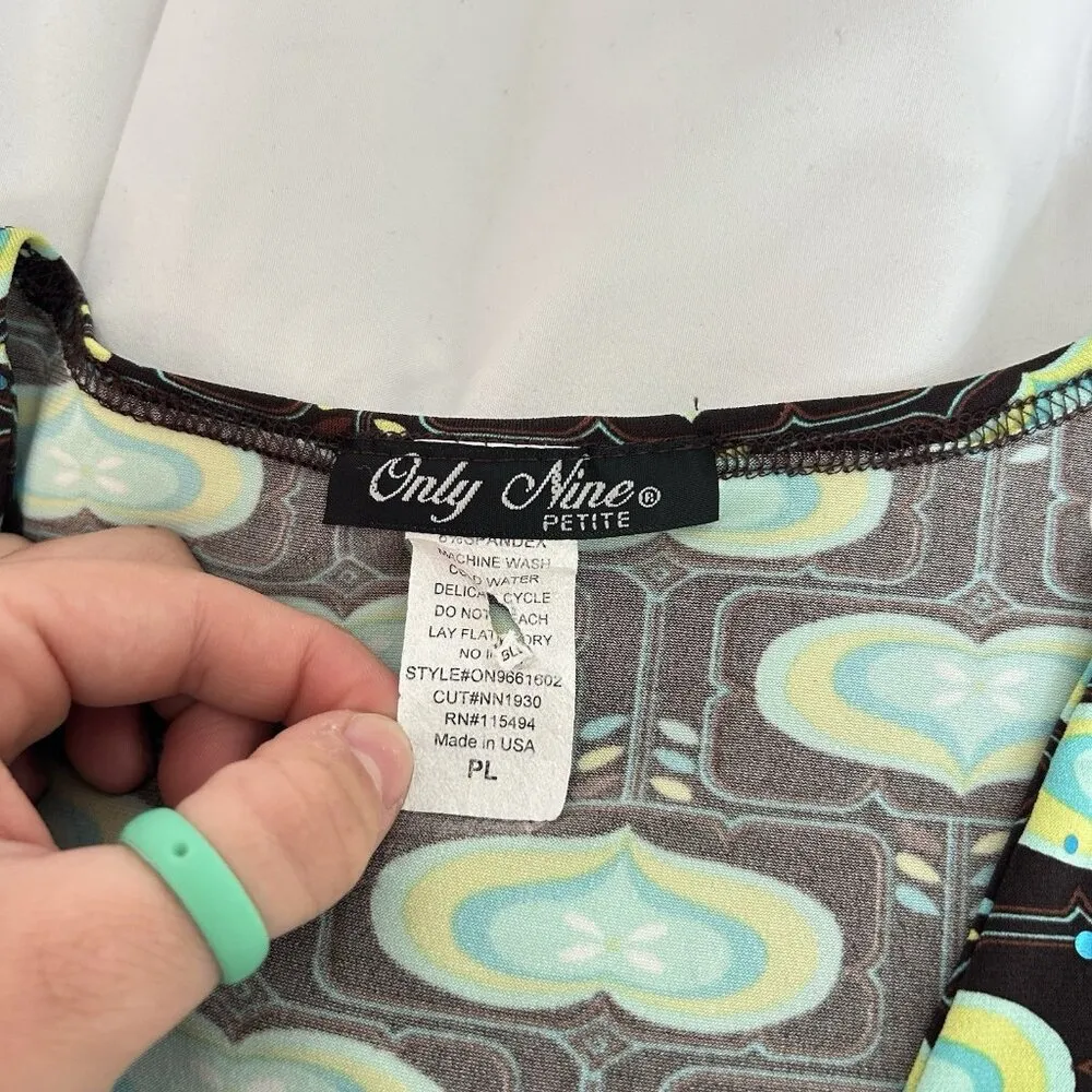 Only Nine Petite Womens Large L Cami Babydoll Whimsy Hearts 90s Y2K Retro VTG Green - Image 4