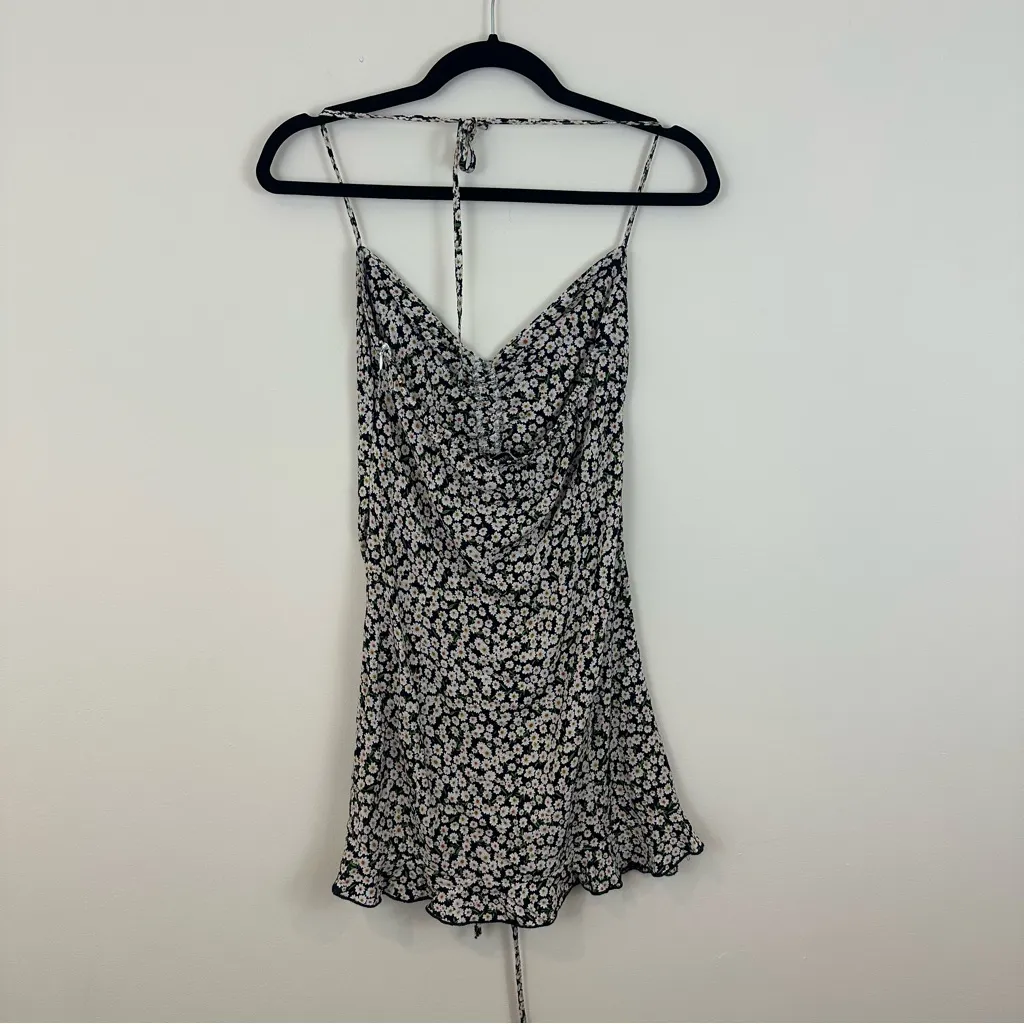 Princess Polly | Black Ditsy Floral Halter Dress Size 6 - Image 5