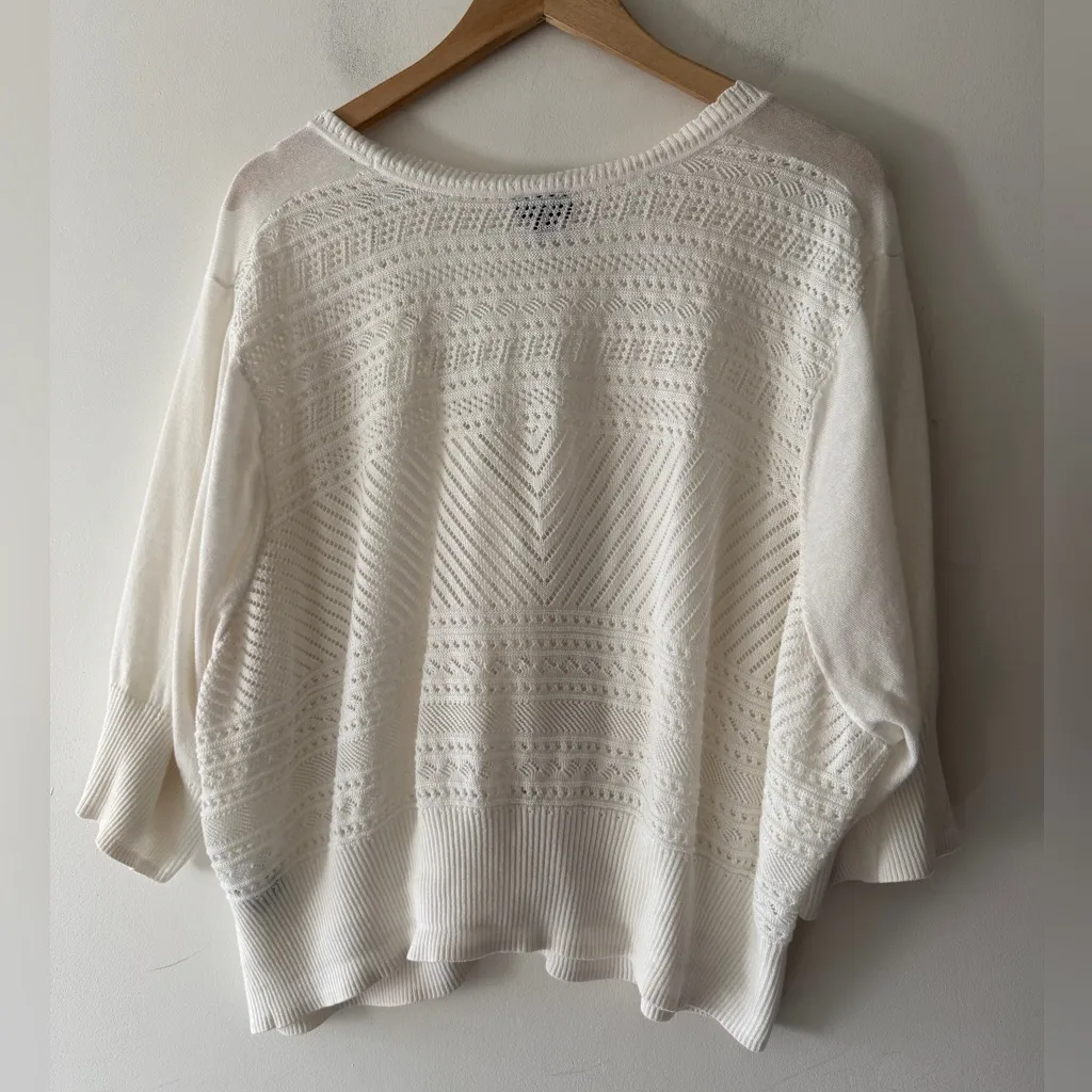 Torrid White Pointelle Cropped Cardigan Button-Front Sweater - Image 7