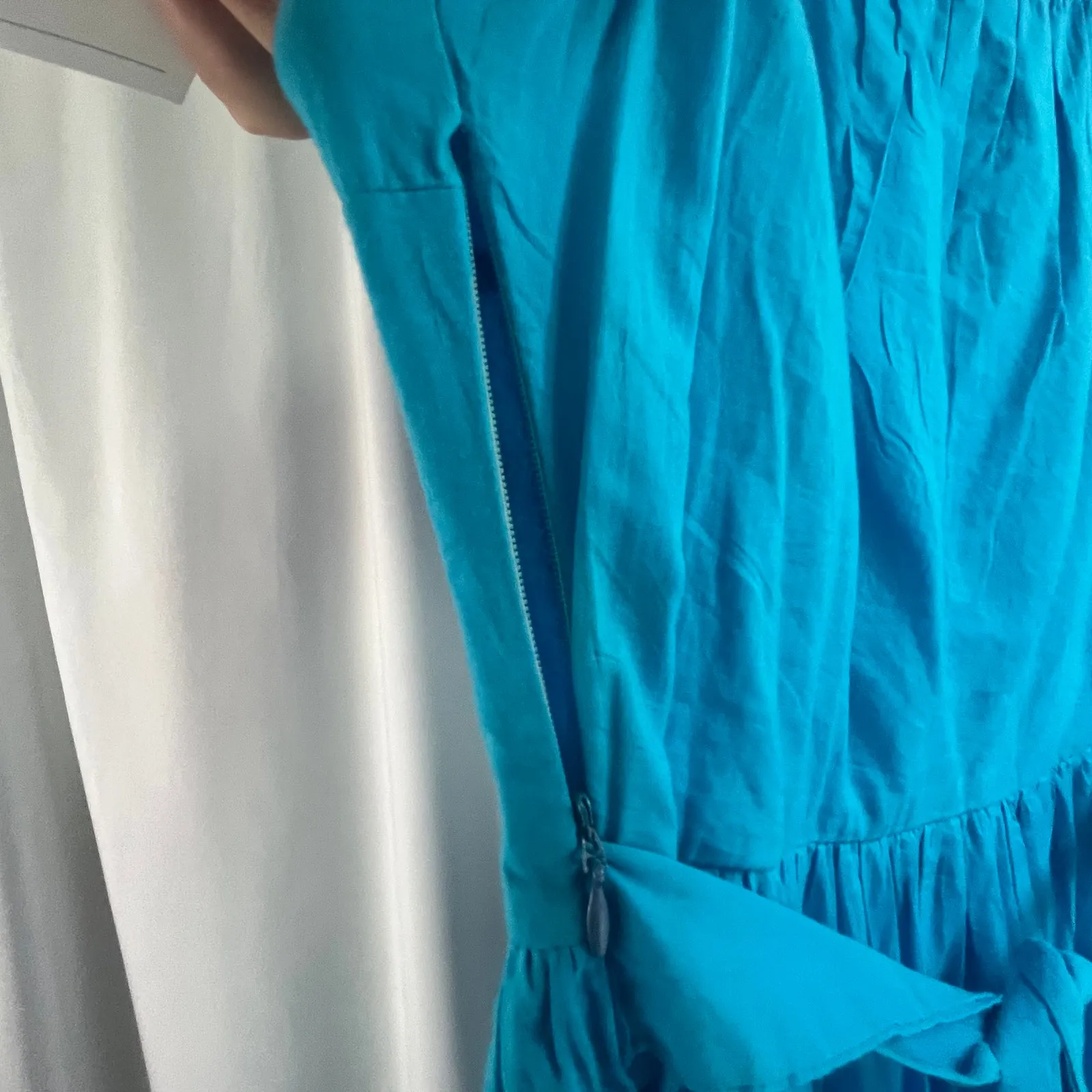 Tango Mango Blue Beaded Maxi Lined Belted Dress Women's Size S PocketsCottage - Image 9