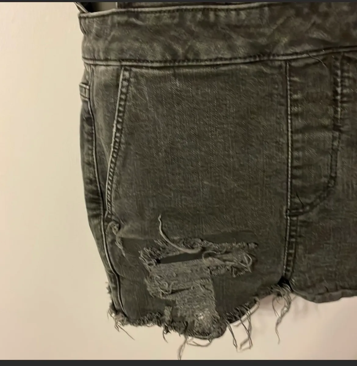 BDG Black Distressed Denim Short Overalls Size S - Image 8