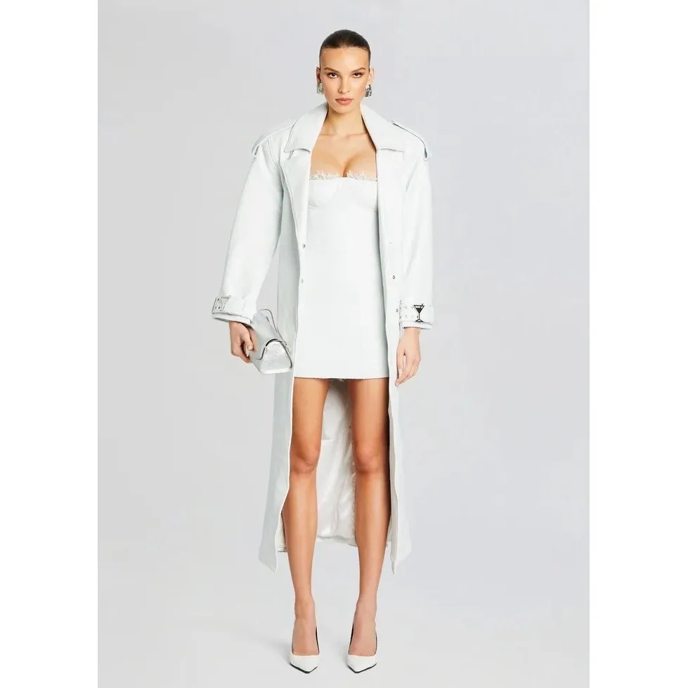 NWT Retrofete AMBERLY LEATHER Mini DRESS in Optic White Sz XS $698 - Image 8