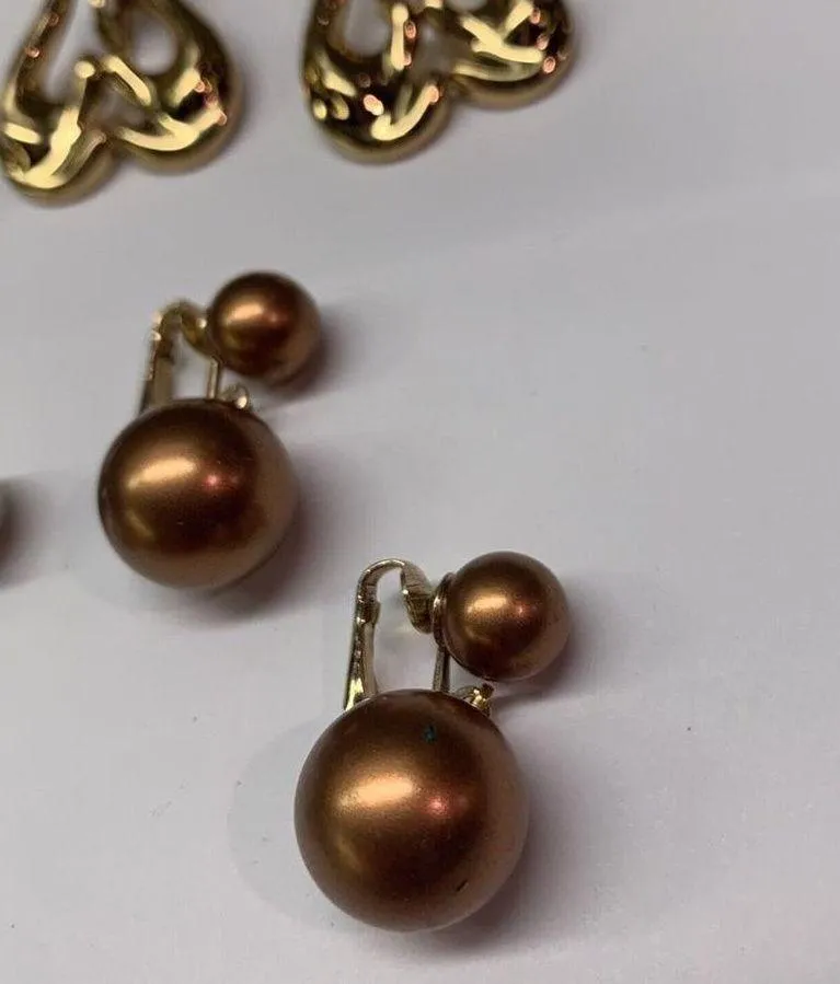 Lot Of 3 Vintage - Modern Earrings Clip On All Signed - Marvella, Monet, Bergere - Image 2