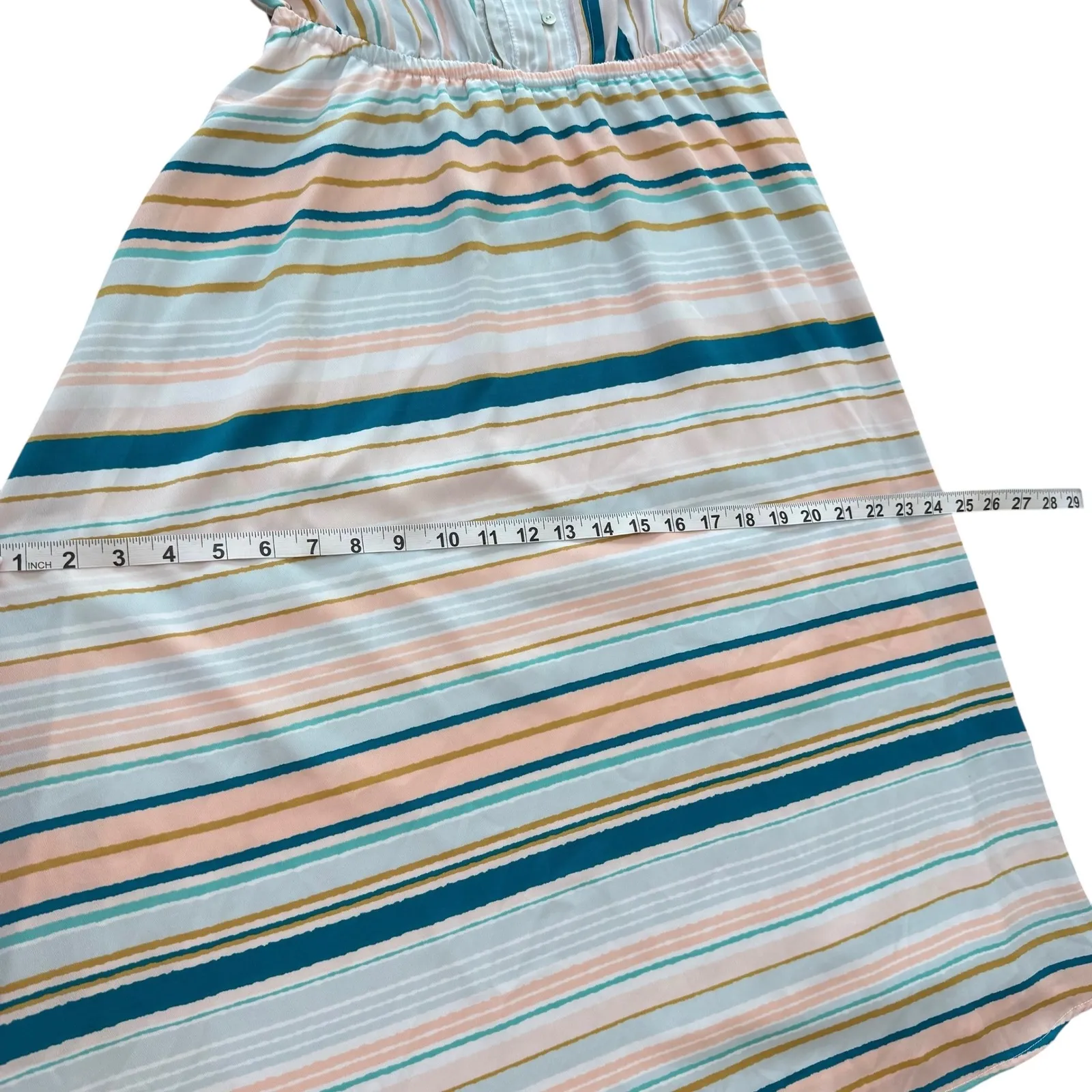 LC Lauren Conrad  Striped Button‎ Front Midi Dress Tie Back Adjustable Straps - Image 11