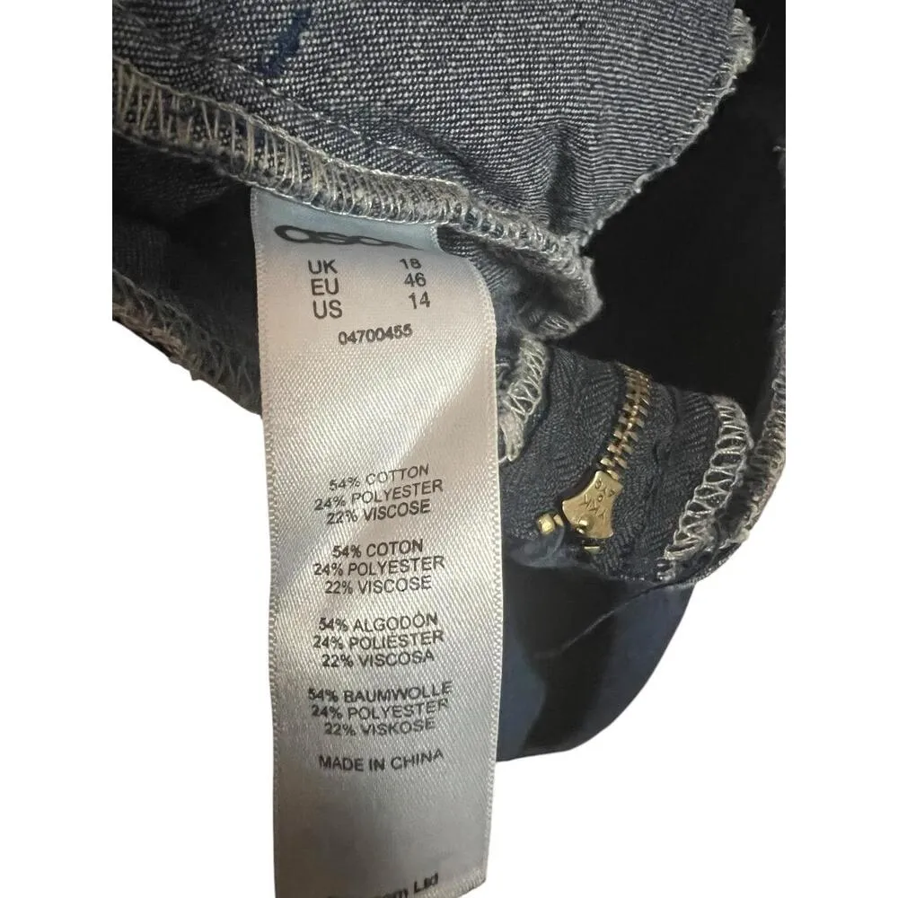 ASOS jean dungarees halter neck tie back dark denim cotton overalls jumpsuit 14 - Image 7