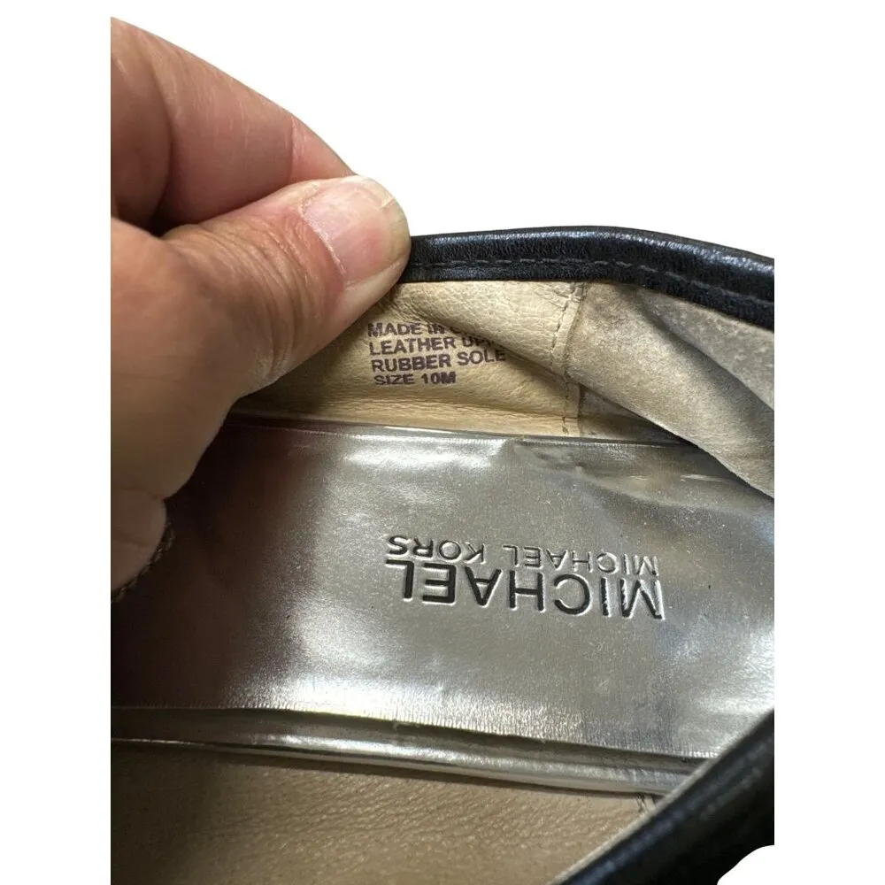 Michael Kors Black Leather Flats Shoes Size 10M SKU 6862 - Image 5