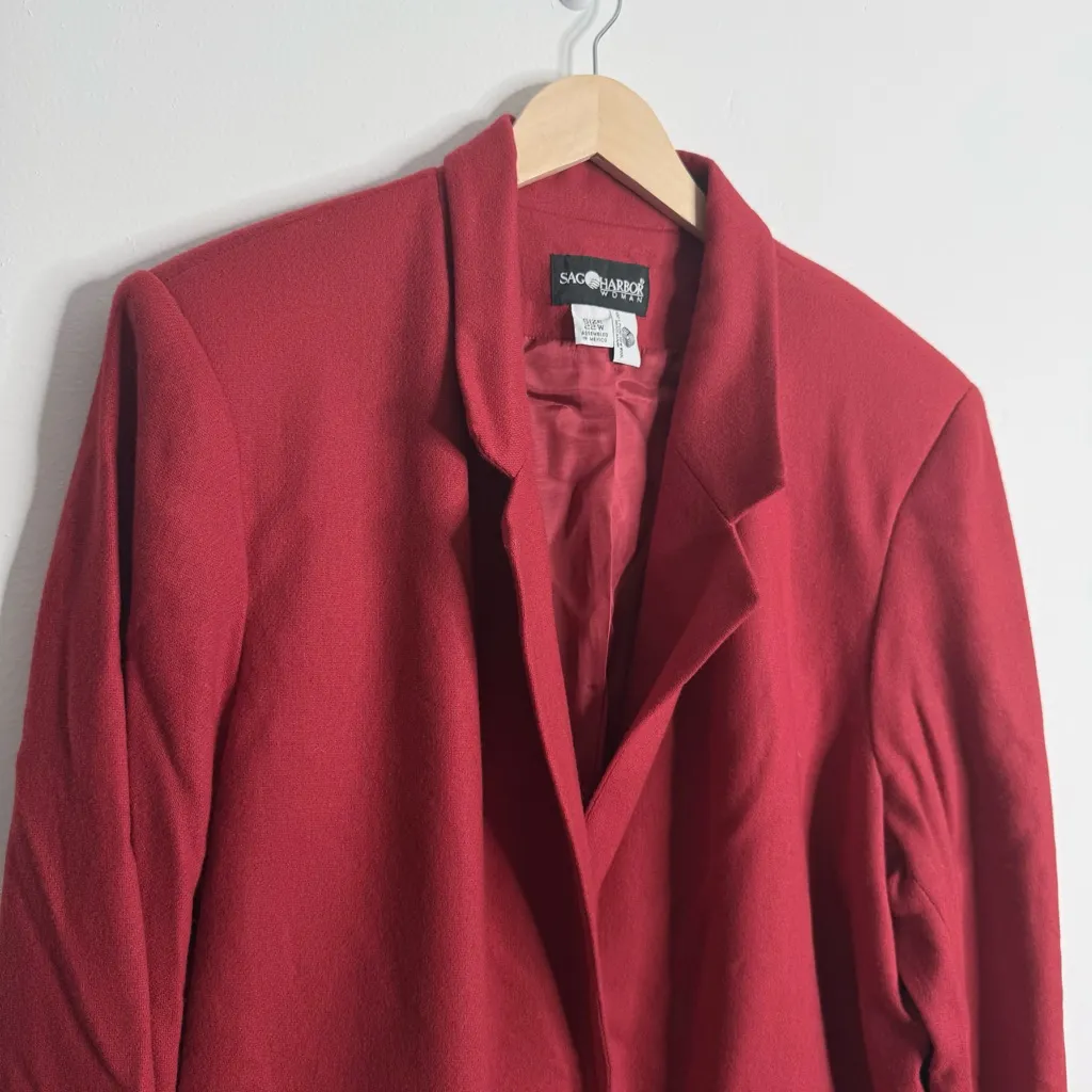 Sag Harbor Red 100% Wool Blazer One Button With Pockets Size‎ 22W Careerwear - Image 6