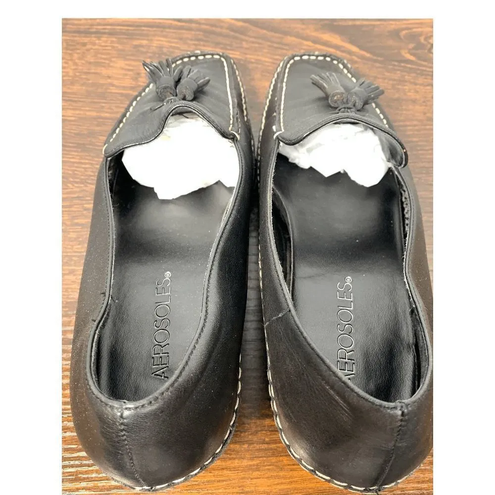Aerosoles Front Gate Women Kitten Heel Loafers Moccasin Black Leather Shoes 8.5M - Image 6