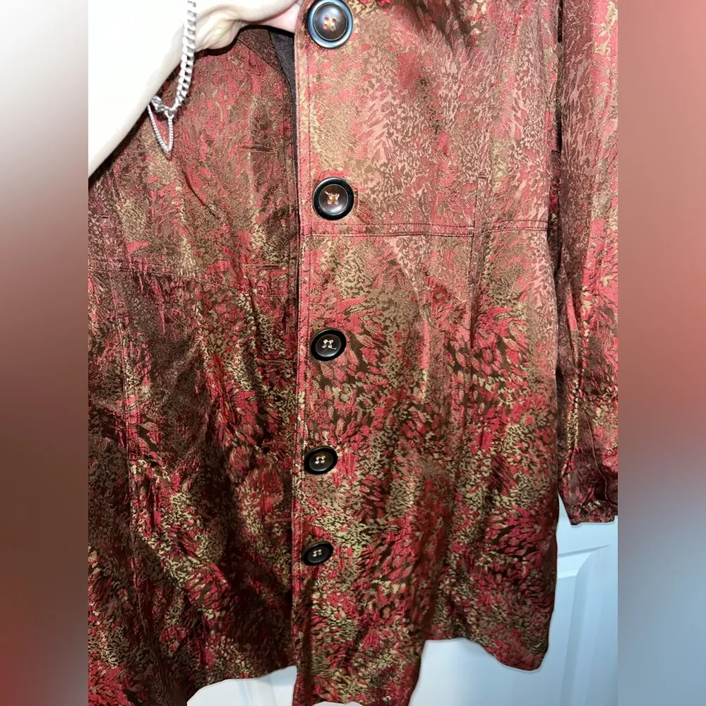 Suzette Vintage  5 Button Jacket Overcoat Sz Large Rust Copper Lined Belted - Image 4