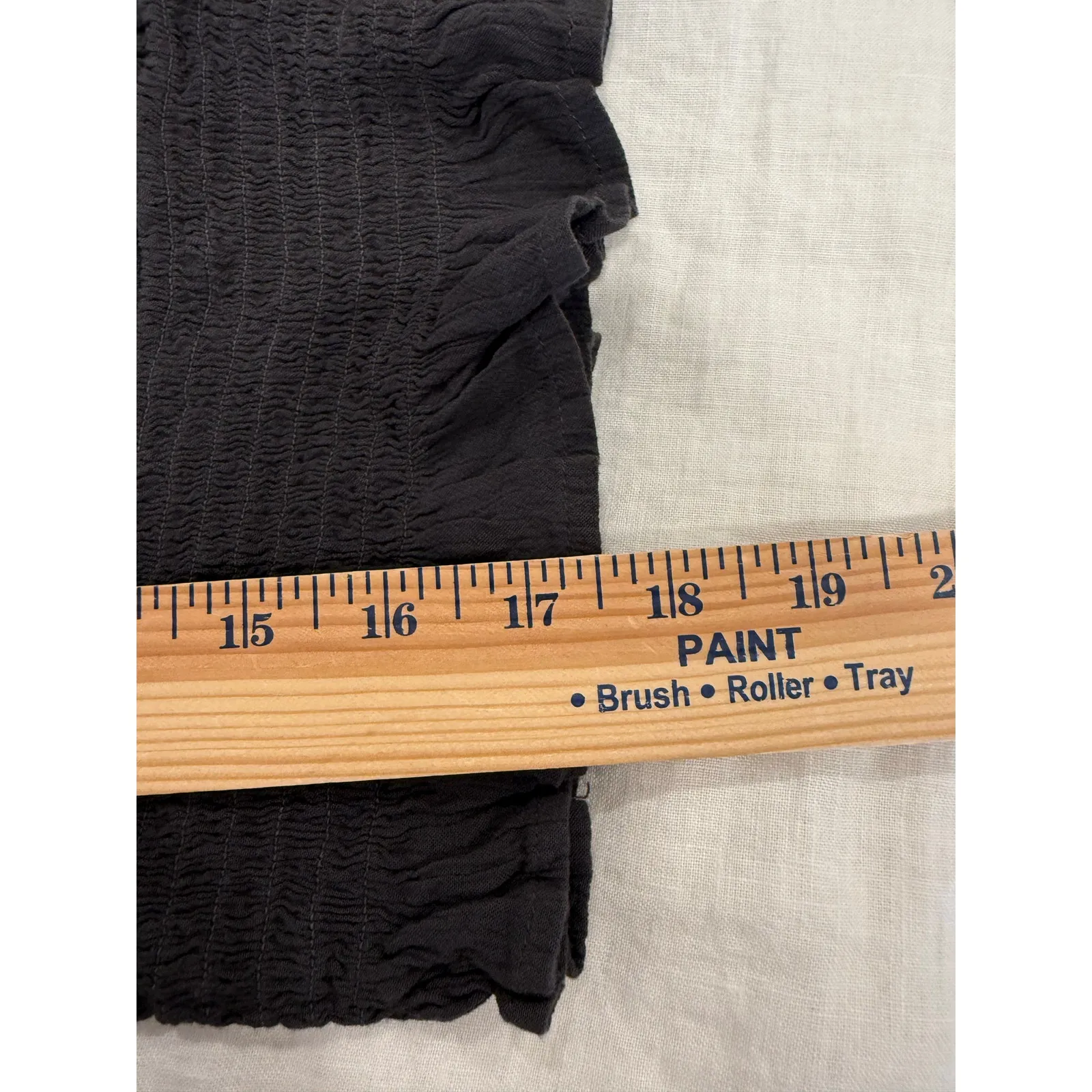 American Eagle Puff Sleeve Embroidered Smocked Crop Top Black Women's Medium - Image 10