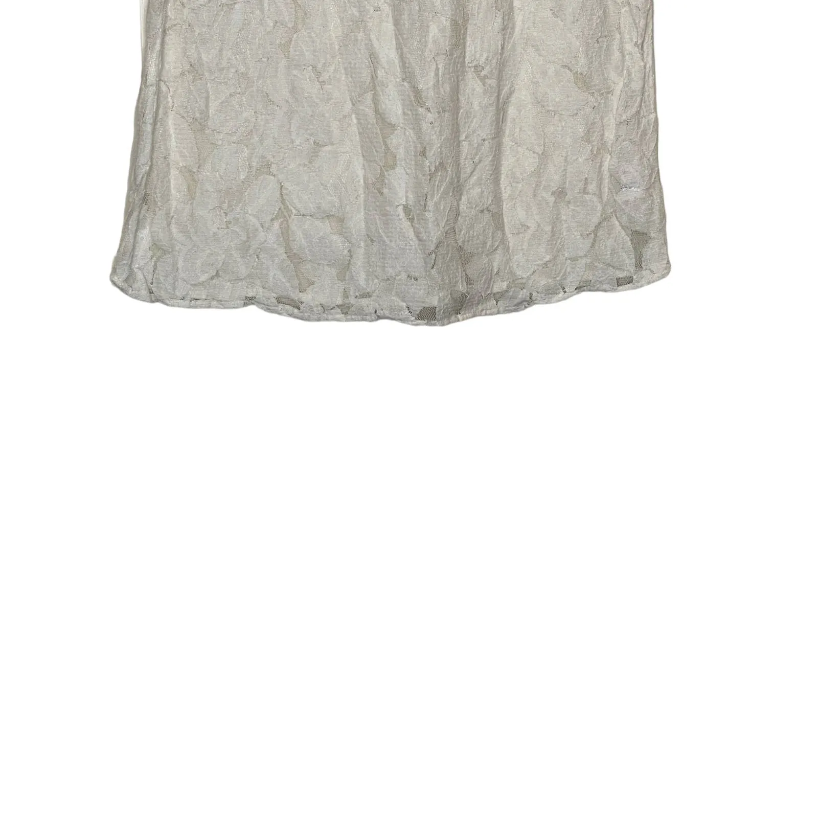 Gap‎ Women's Top Floral Lace Sheer Cuffed Sleeve Boxy Fit Crew Neck White Medium - Image 5