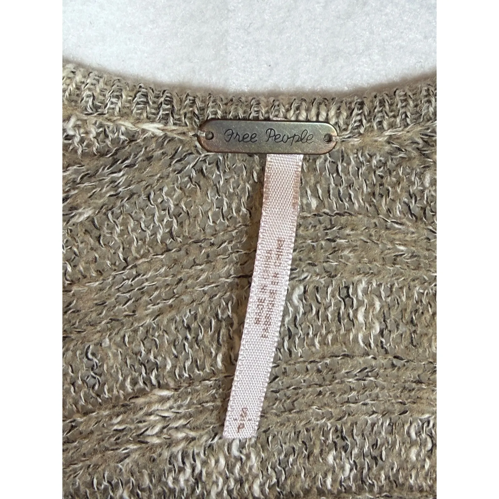Free People Textured Knit Open Front Cardigan Sweater Beige Womens Size Small - Image 4