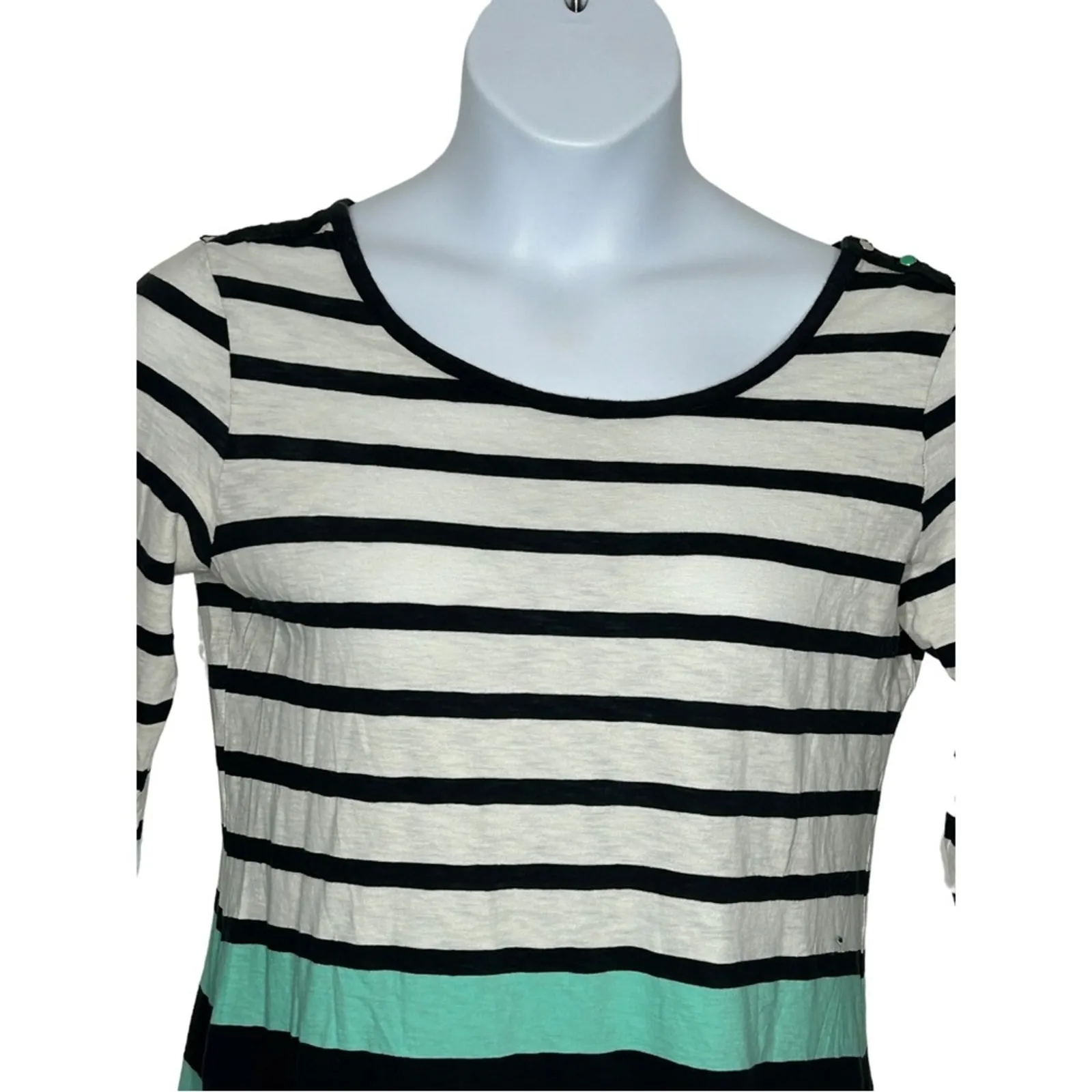 Anthropologie Pilcro Striped Cotton T-Shirt Size M Snap Shoulder Tee - Image 3