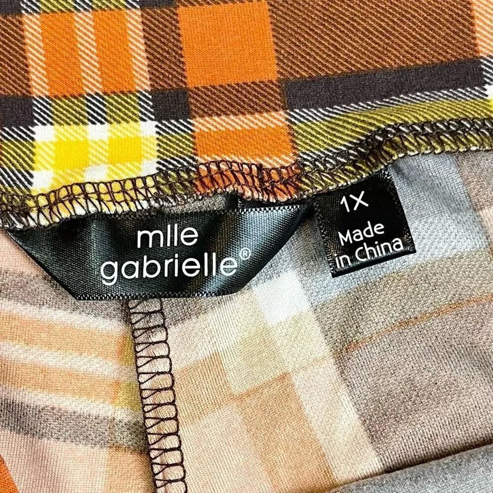 NWT Mlle Gabrielle Women’s Fall Plaid Pull-on Leggings 1X - Image 9