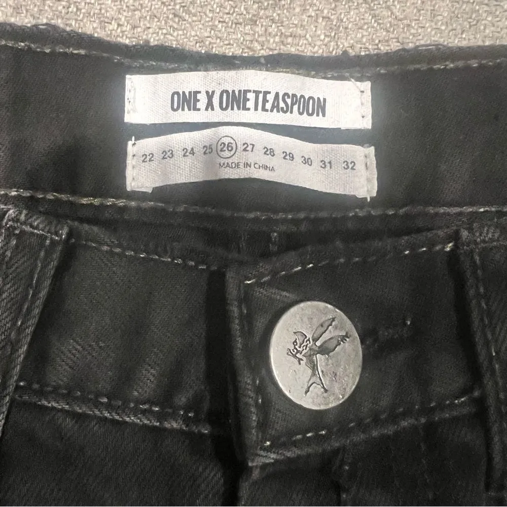 NWT One Teaspoon high waisted hawks black distressed shorts size 26 women's - Image 5