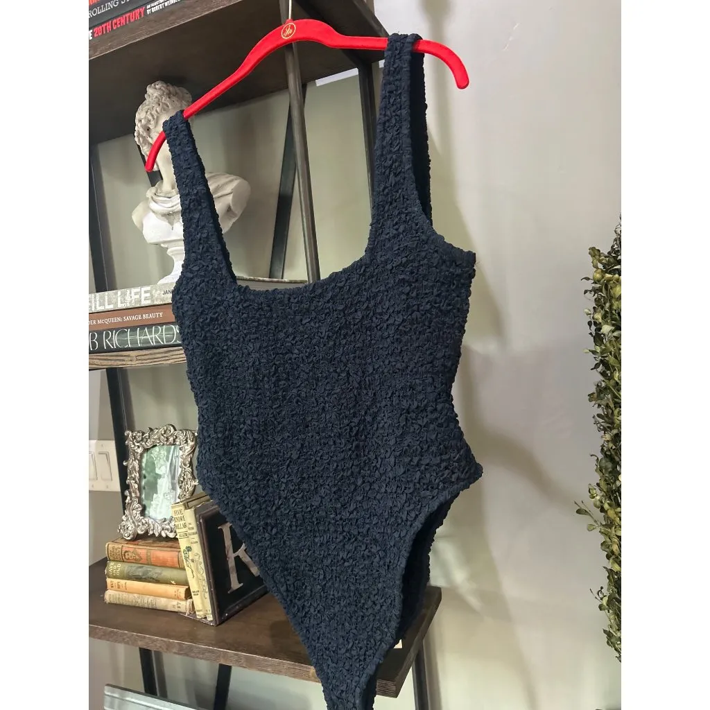 Mara Hoffman Isa Popcorn Swimsuit Navy Womens Size 3X - Image 9