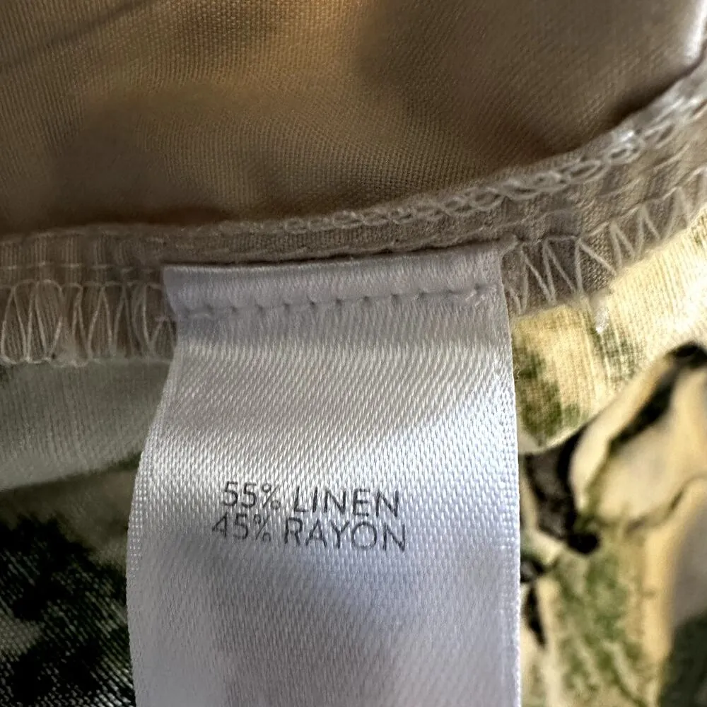 J.Jill Linen Culotte Pants Barley Bamboo Tropical Palm Leaf Wide Crop XL Petite Green Size undefined - Image 5