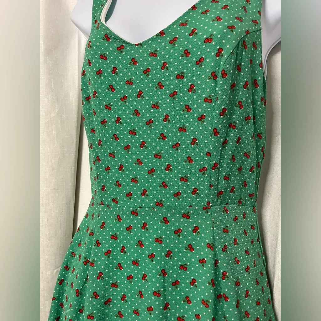 Eva Rose Women’s Green Cherry Dress Size Tag Missing Pit To Pit 16” - Image 2