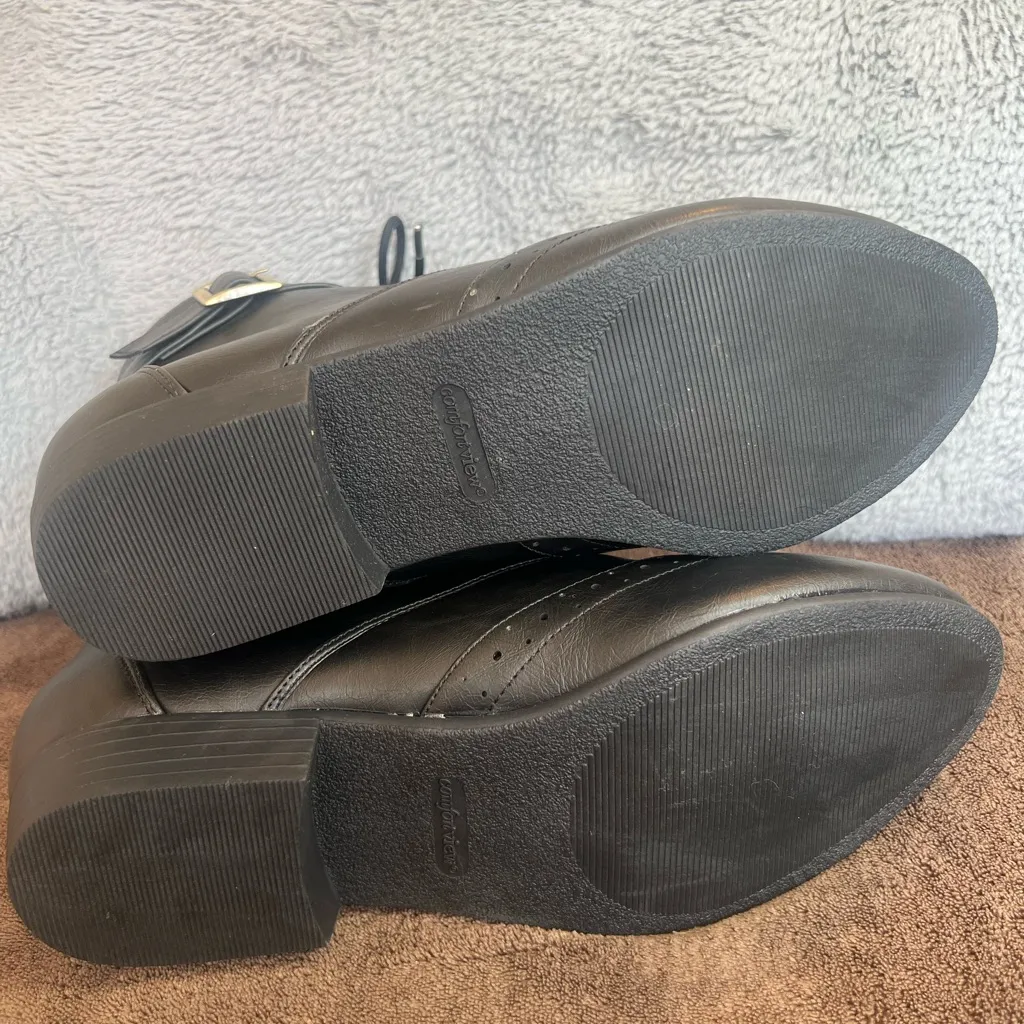 Comfortview Black Lace-Up Ankle Booties - Image 4