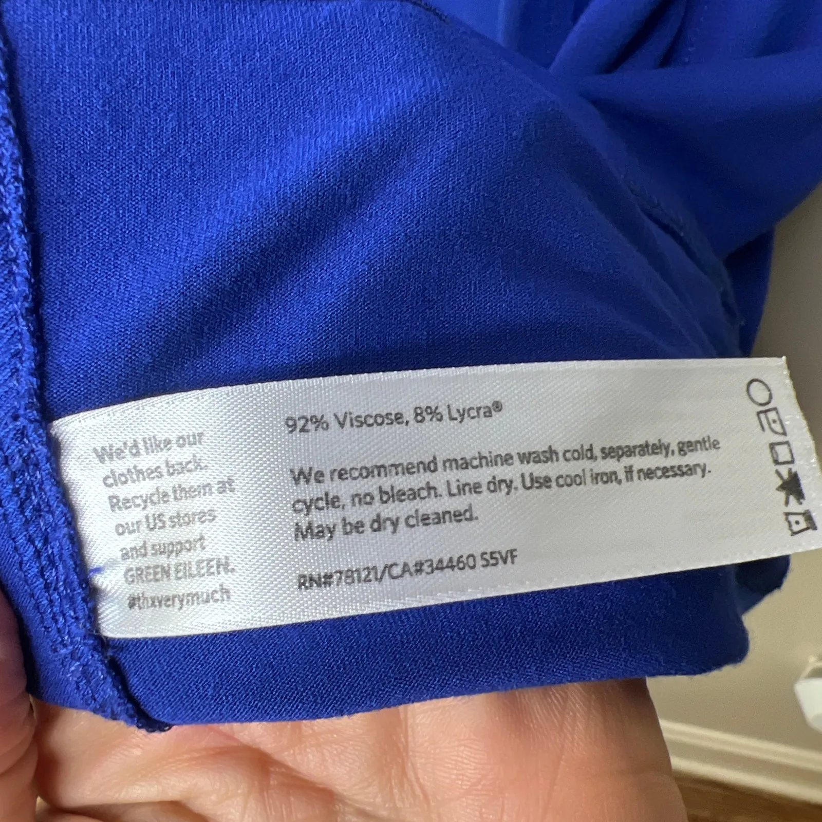 Eileen Fisher Adriatic Blue‎ V-Neck Viscose Jersey Flare Dress XXS Minimalist - Image 9