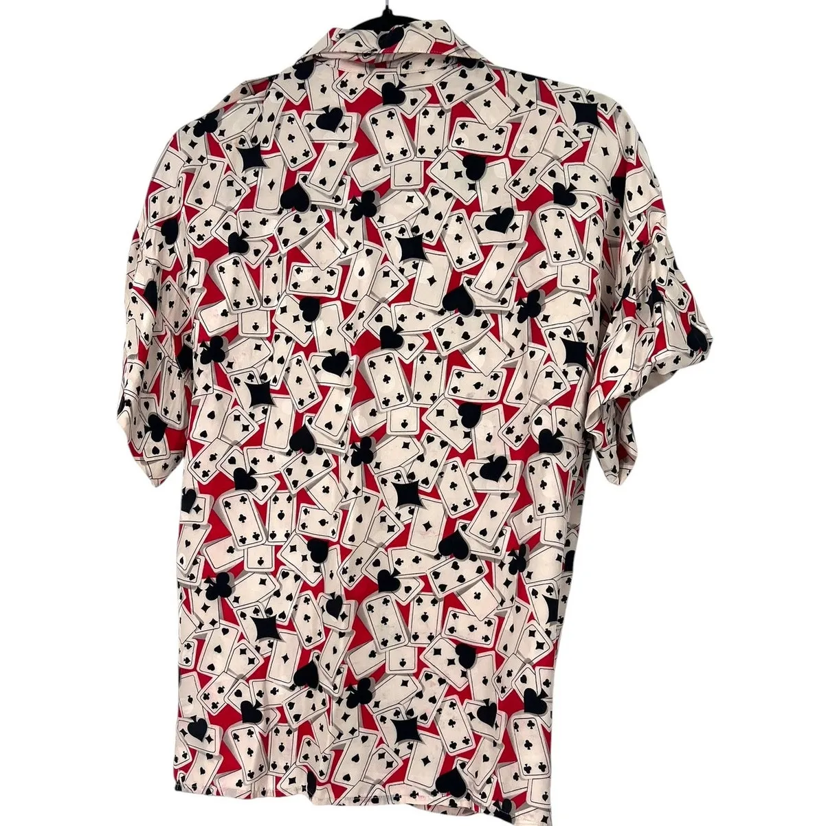 Vintage 80's francesca of damon 8 M Top Shirt Blouse Cards Poker Vegas Silk game Red Size M - Image 4
