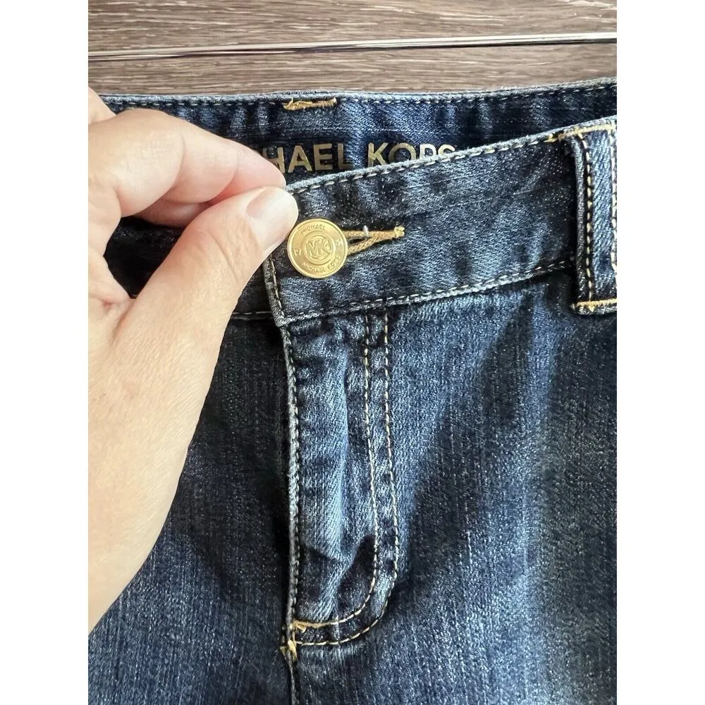 Michael Kors Skinny Dark Wash Stretch Jeans Ankle MK Logo Women’s Size 4 Blings - Image 4