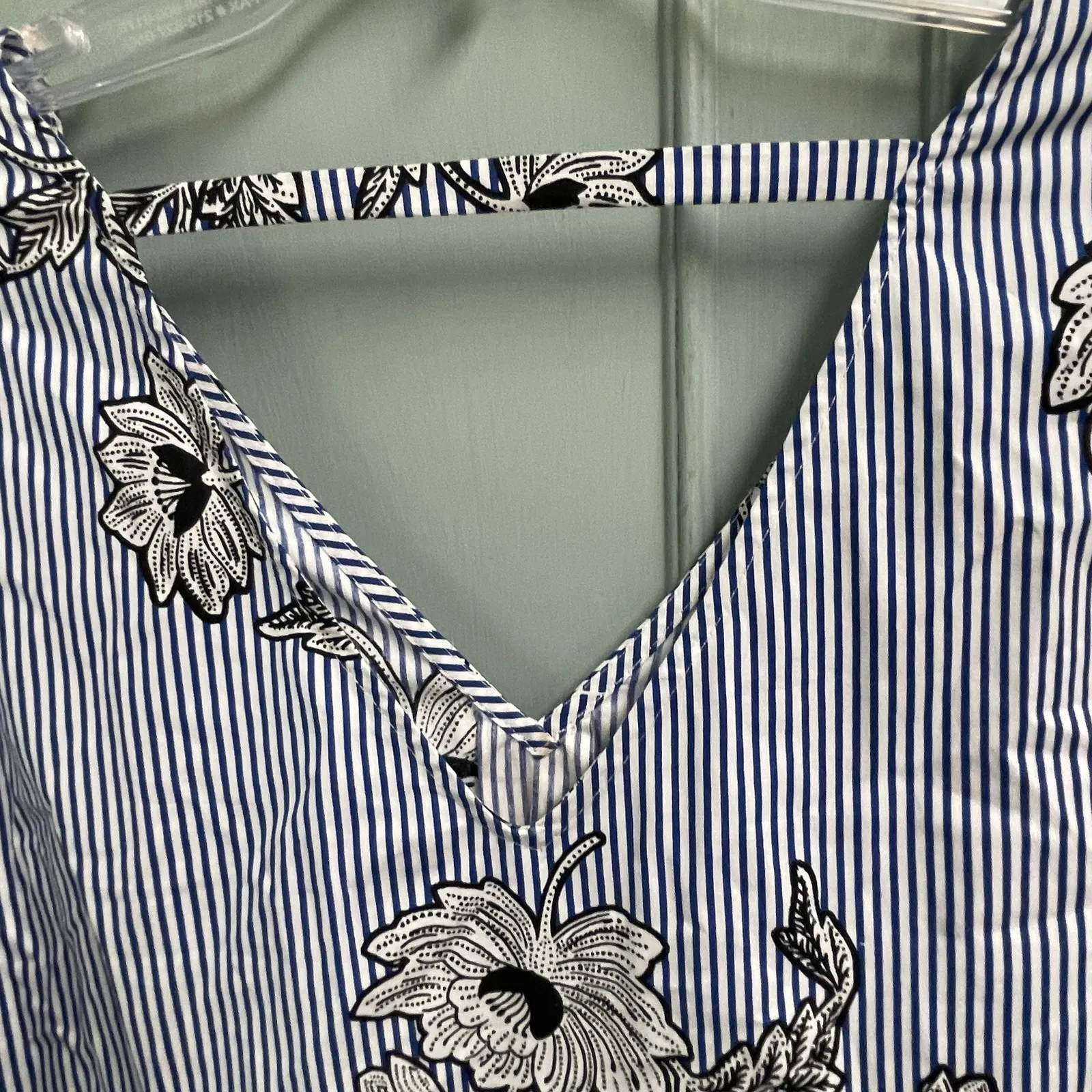 Signature Studio Blue Striped Floral Print Lightweight Dress Size Medium NEW - Image 4