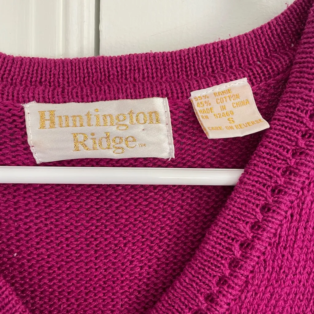 Huntington Ridge Ramie Cotton Magenta Pink Sweater Leontine Size S Feminine - Image 4