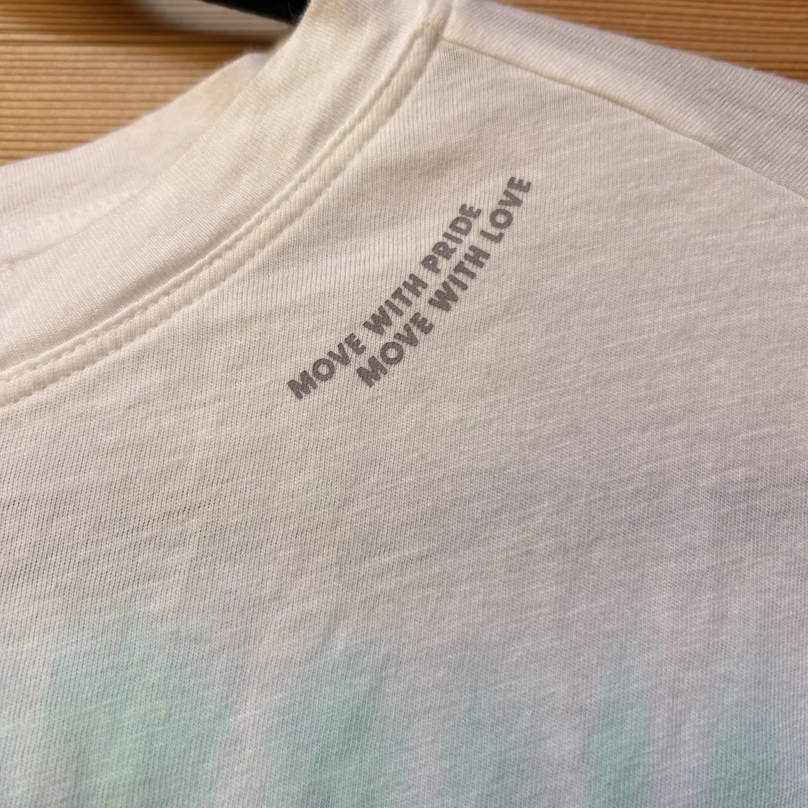 Athleta Women's Pride LGBTQ Plus Size 1X Organic Tie Dye Rainbow White Tee Shirt - Image 5