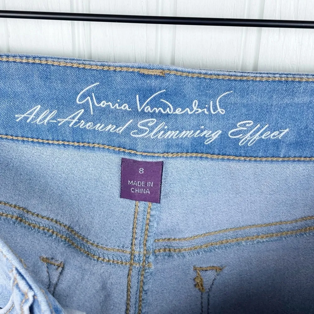 Gloria Vanderbilt Alexandra Skinny Jeans Ankle Tie Hem Light Wash Denim Size 8 - Image 4