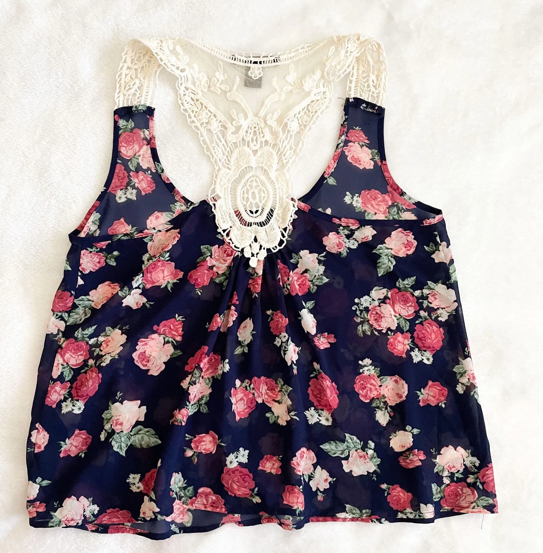 Navy Blue Floral Tank - Image 2