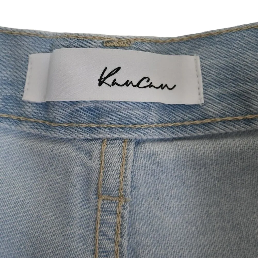 KanCan Womens L Ava High Rise 90's Boyfriend Button Fly Denim Shorts NEW Blue Size L - Image 10