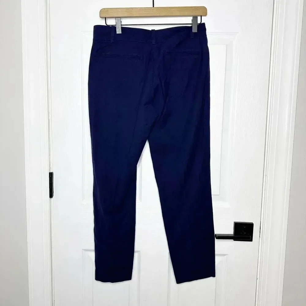 DIANE VON FURSTENBERG‎ Linen Blend Straight Dress Pants Navy NO SIZE TAG READ - Image 6
