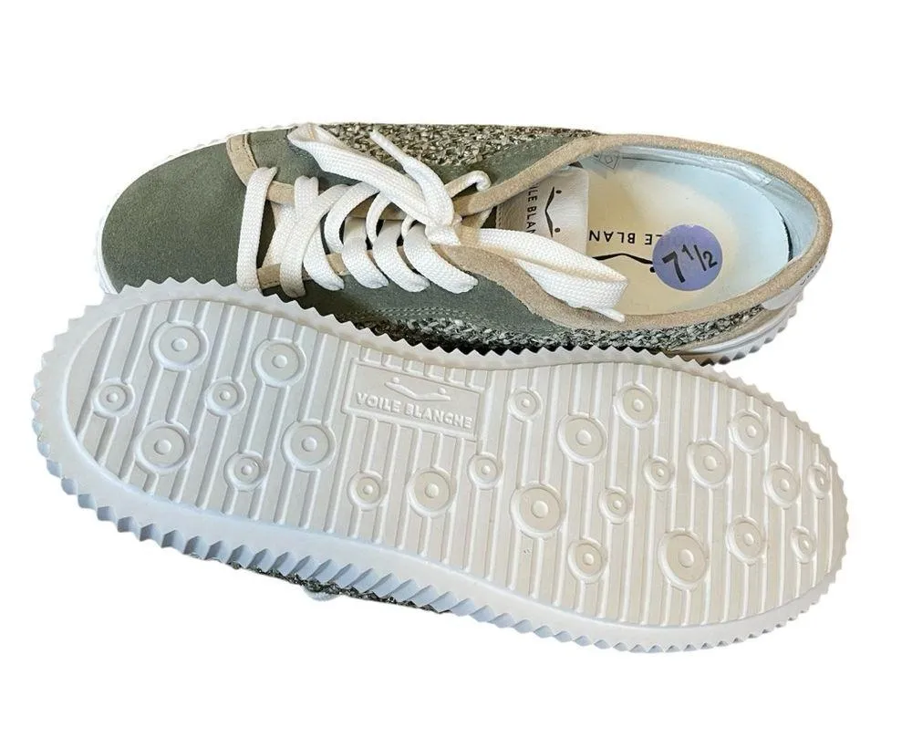 Voile Blanche MAIORCA FLAT SUEDE AND FABRIC SNEAKERS EU38 Green Size 8 - Image 4