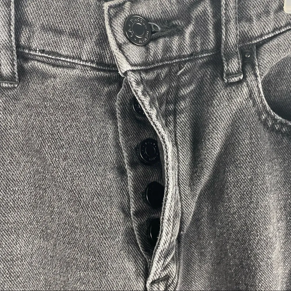 PACSUN Black Wash High Rise Straight Ripped Distressed Frayed Hem Jeans, Size 24 - Image 7