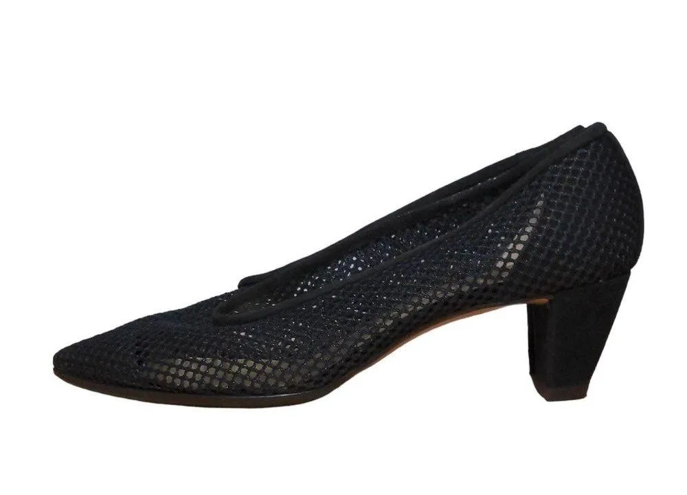 Walter Steiger Womens Classic Pump Heel Black Mesh Mid Almond Toe 7 B - Image 4