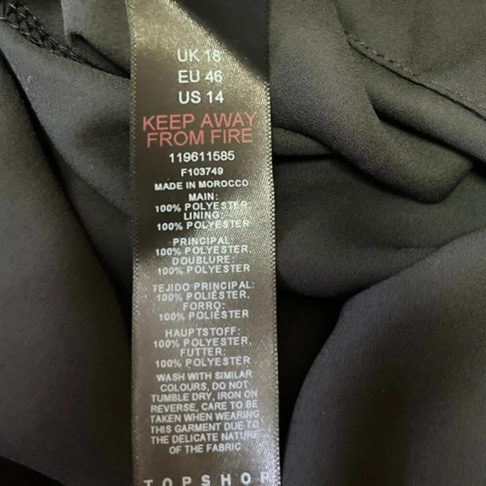 Topshop Blue Checkered Floral Fluted Seamed Asymmetric High Neck Midi Dress 14 - Image 5