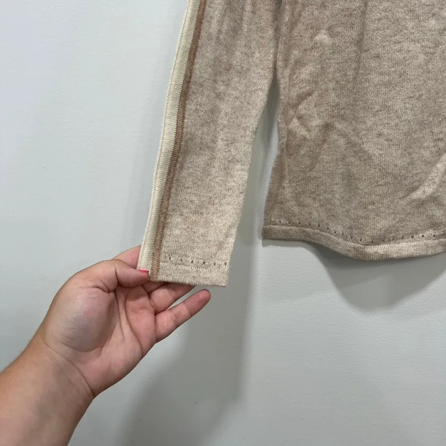 J Mclaughlin Tray Sweater XS NWT $328 100% Cashmere Crewneck‎ Knit Oatmeal Solid - Image 2