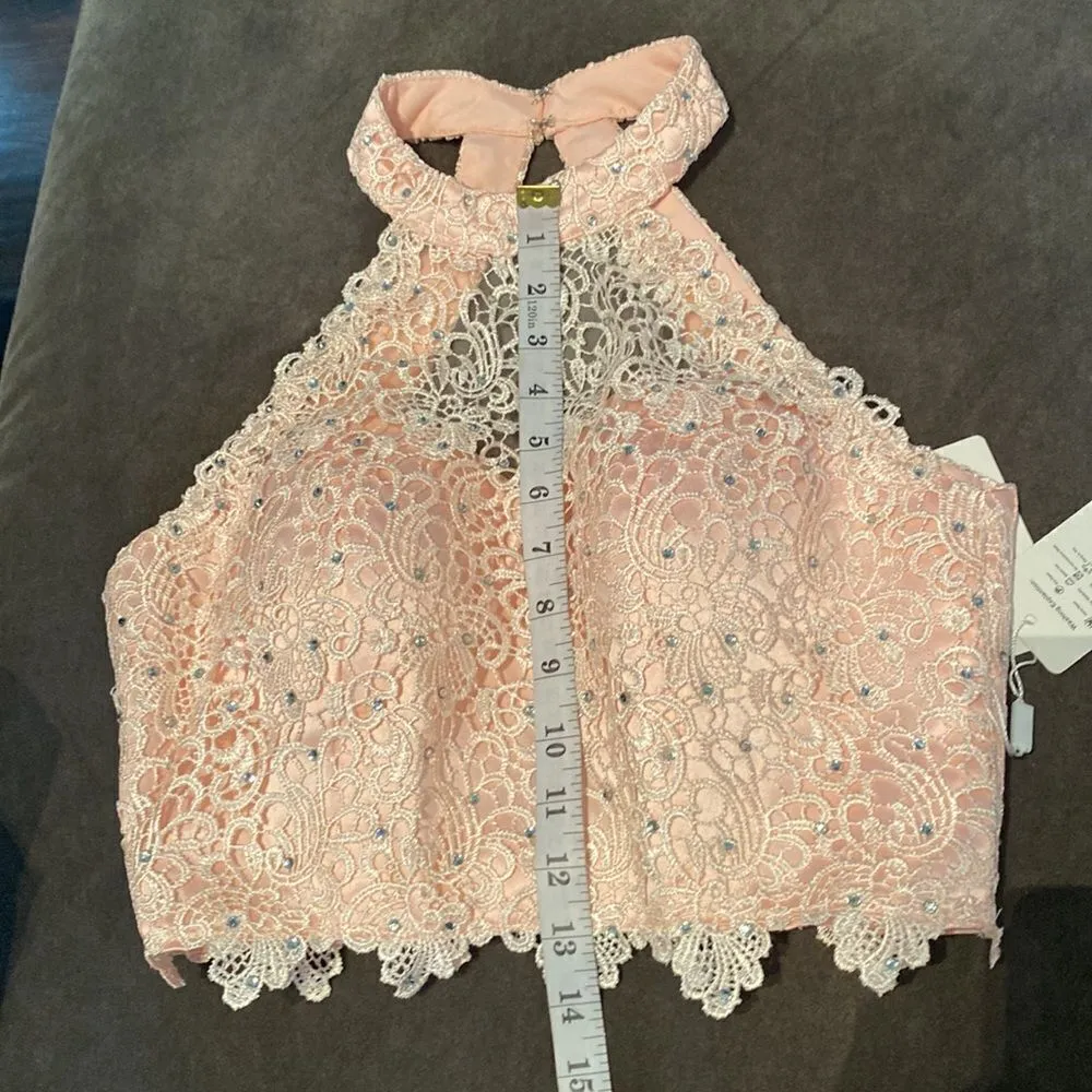 Women’s Satin & Lace Halter Short Prom Party Dress 2 Pieces Size 4 NWT - Image 10