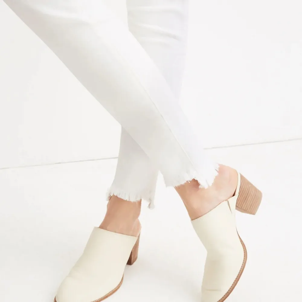 Madewell Jeans 10” Petite High Rise Skinny Pure White Step Raw Hem Sz 37/46 NWT - Image 2
