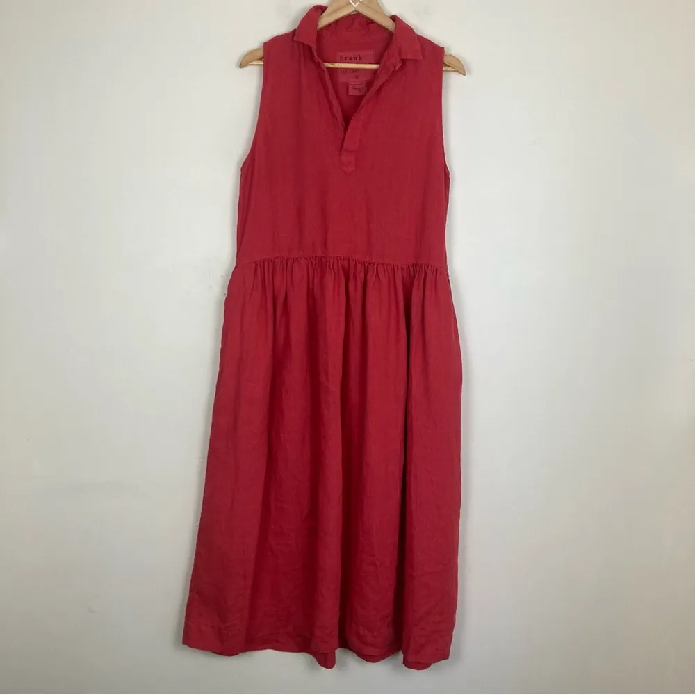 Frank & Eileen red linen “Daphne” dress medium length, sleeveless. Medium - Image 6
