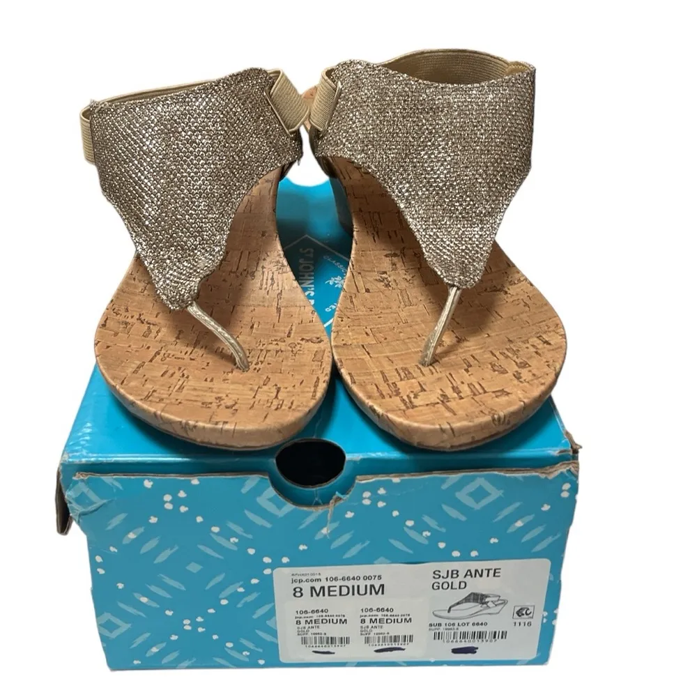 St. John’s Bay SJB Ante Wedge Sandals Gold Size 8 - Image 6