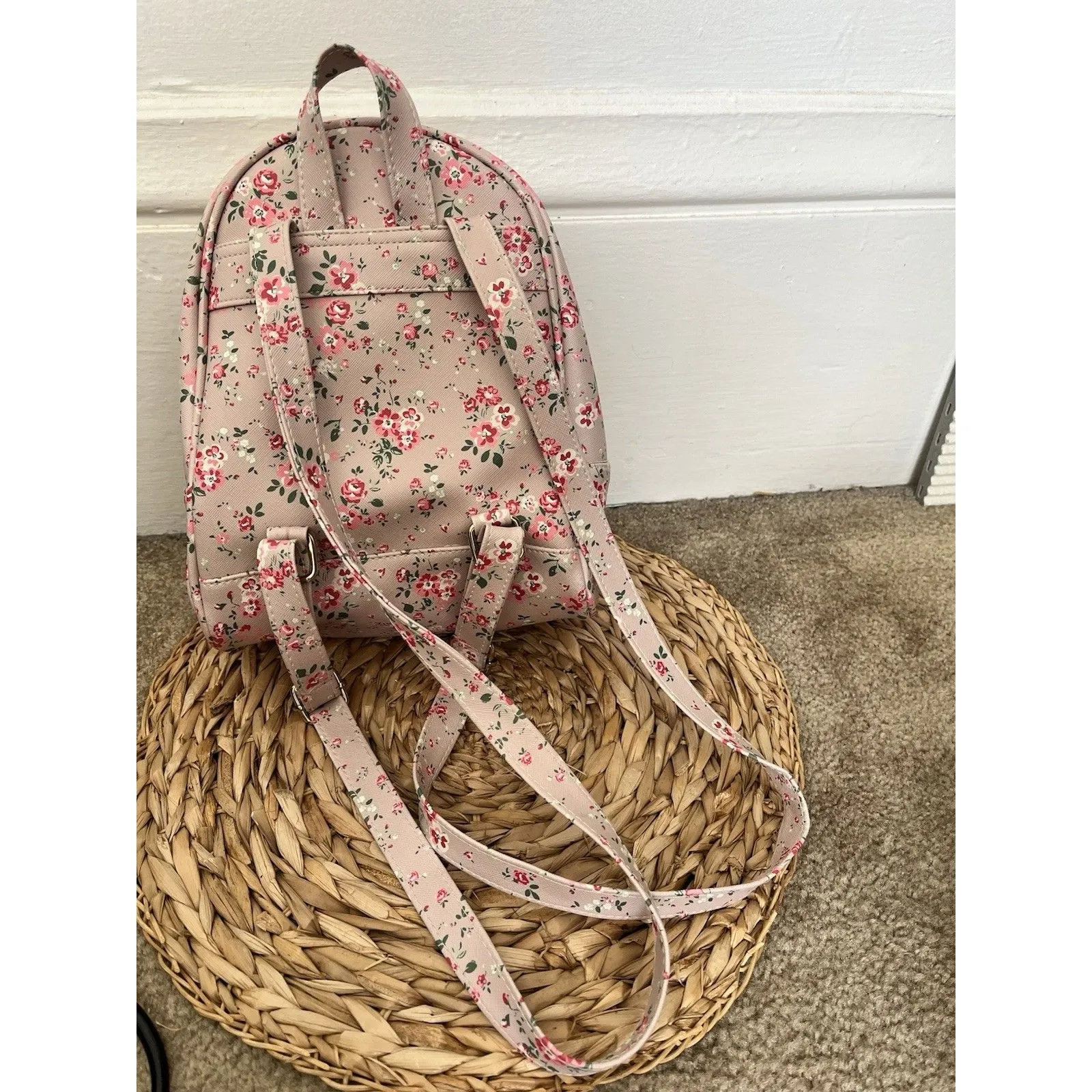 UNDERONESKY MINI BACKPACK pink princess floral romantic soft regency zip strappy - Image 6