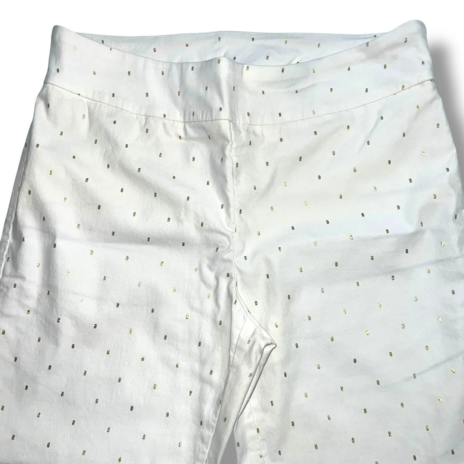 Soft Surroundings Womens Straight Leg Ankle Length Pants White Gold Accents XL - Image 2