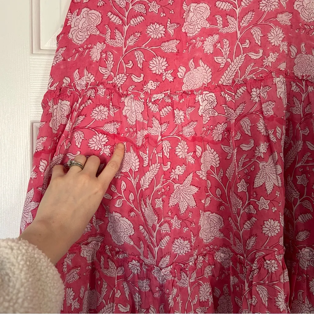 J Marie Emilia Rose floral paisley ruffle tier dress sundress Pink Size M - Image 4