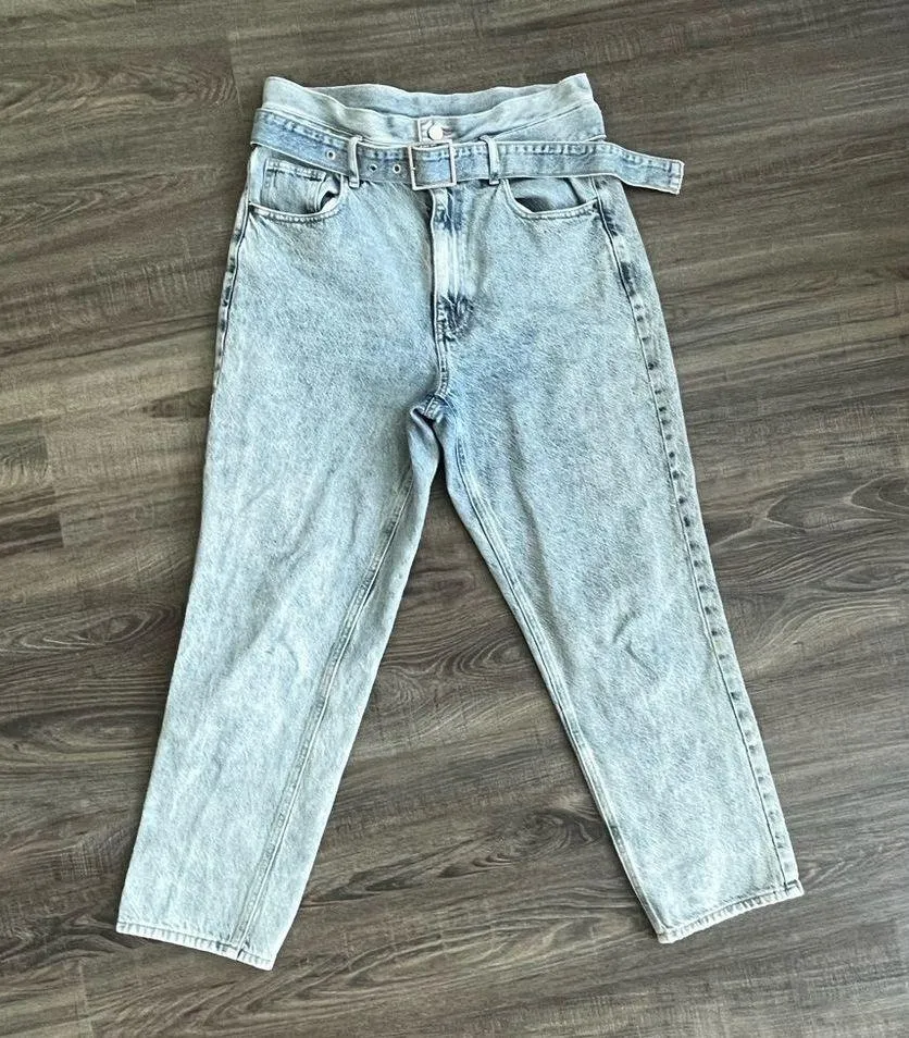 PacSun Mom High Rise Jeans With Belt Sz M - Image 3