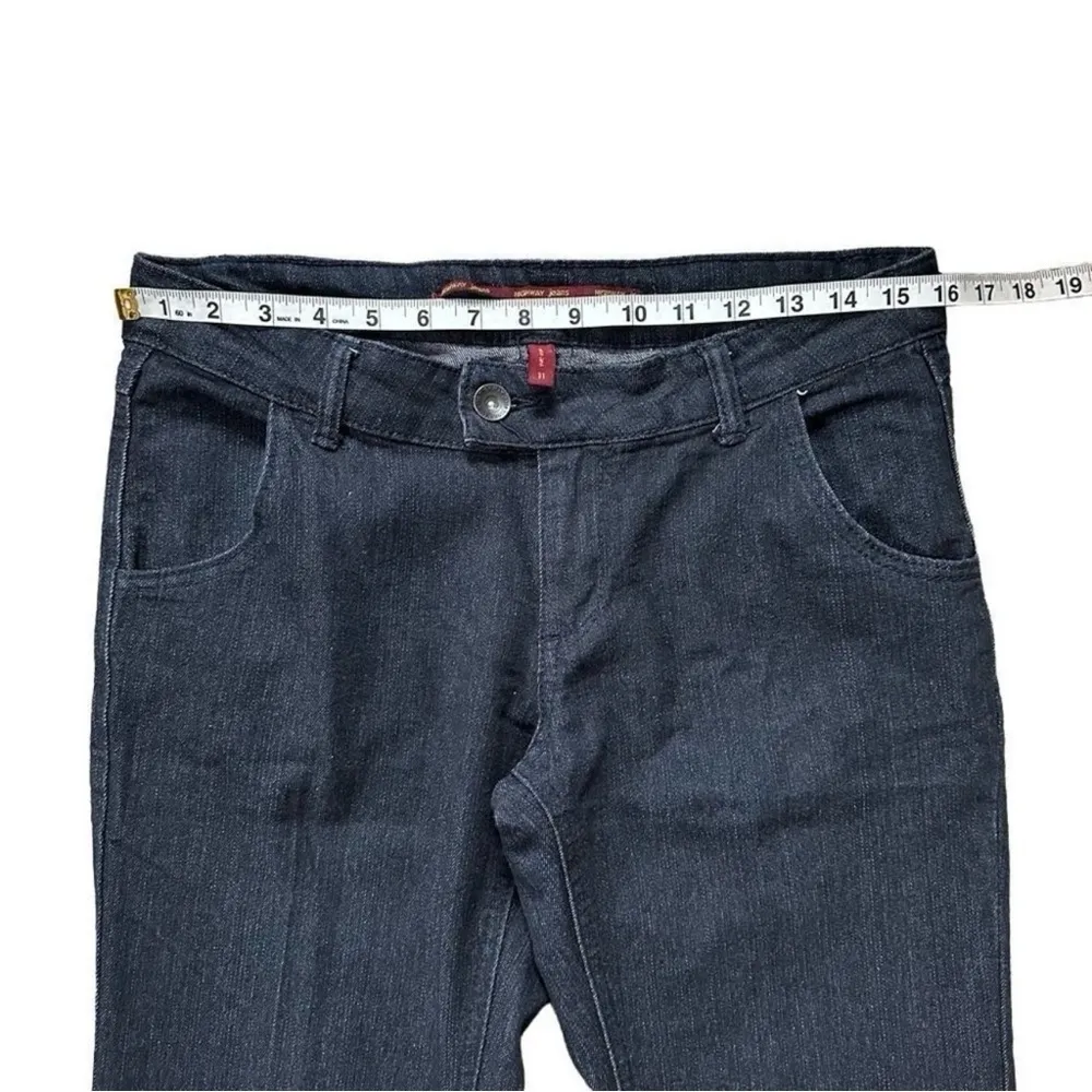 HWY Jeans Dark Denim Flare Mid Rise Cotton Stretch Trouser Jeans Sz 11 - Image 6