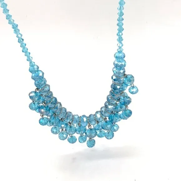 Sparkly blue beaded statement necklace - Image 25