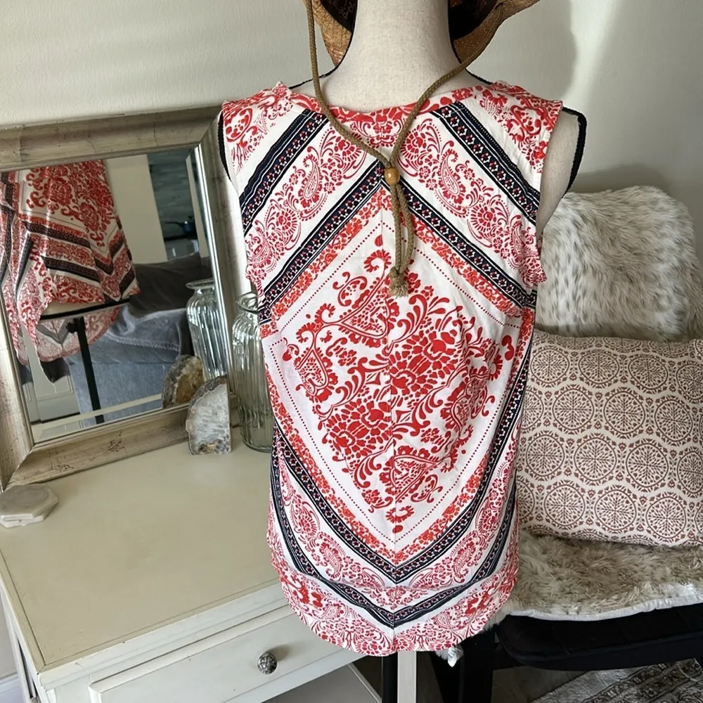 Lucky brand large 100% cotton boho Americana paisley comfy summer tank top​​​ - Image 6