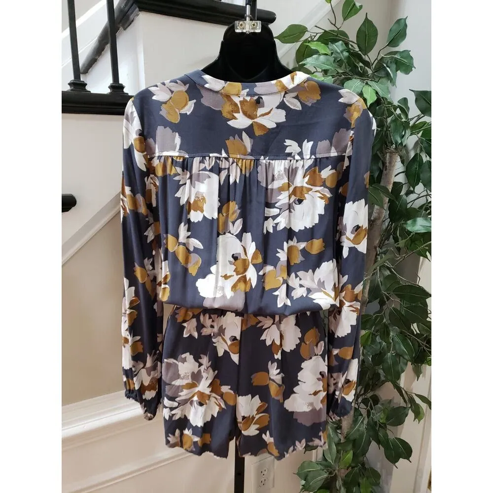 Old Navy Womens Multicolor Floral Polyester Long Sleeve Beachy Coastal Romper XS - Image 7